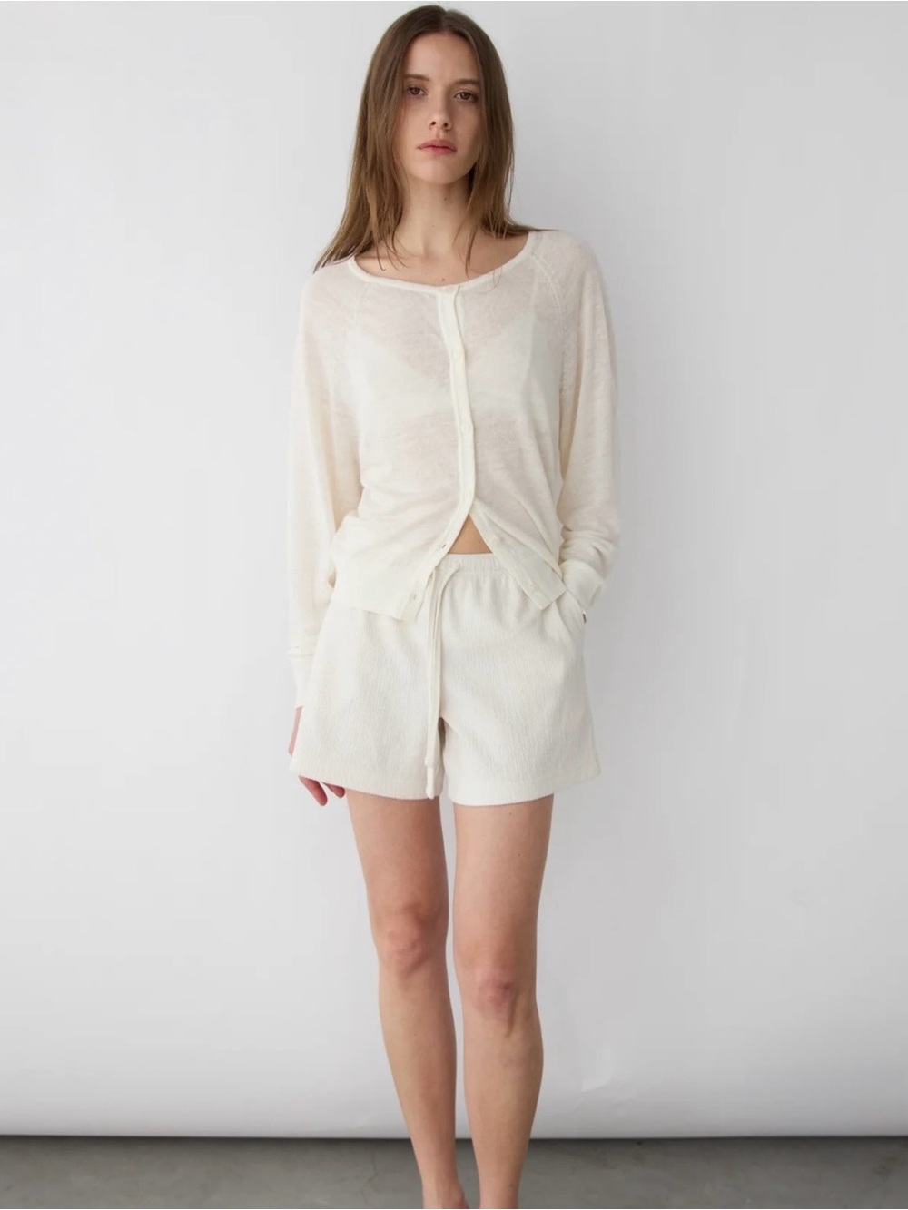 Oak + Fort Linen Blend Cardigan